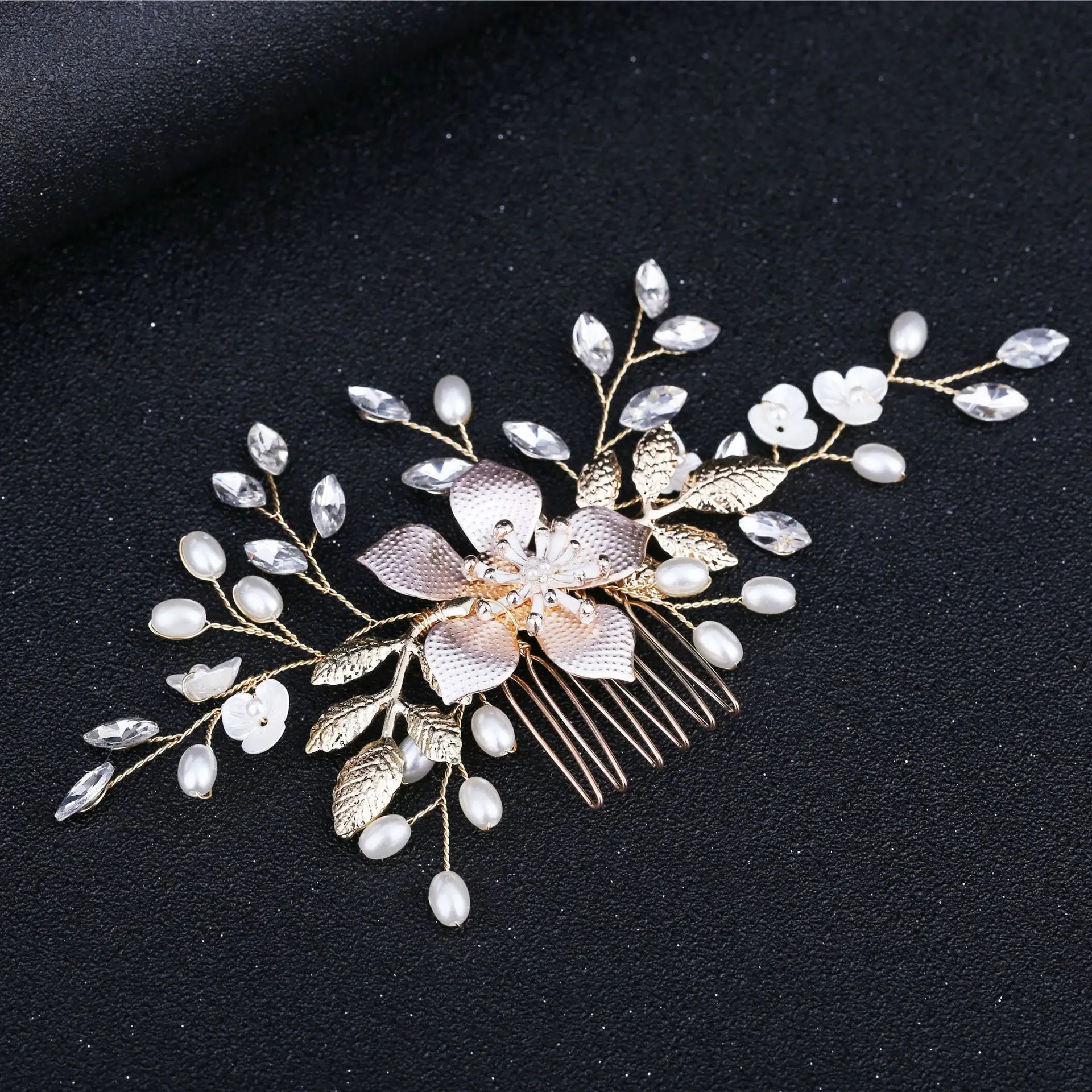 Luxury Bride Pearl Aolly Flower Hair Comb Crystal Hairpin Women\'s Wedding Hairwear  Wedding Party Jewelry Hair Accessories