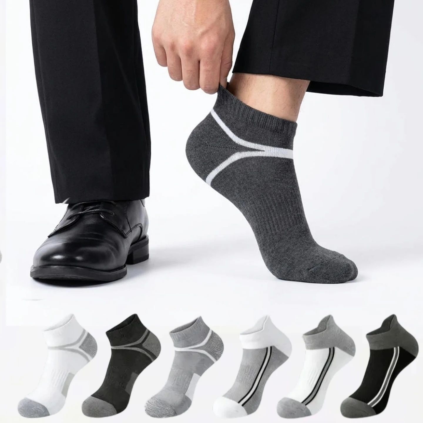 20 PAIRS Premium Men's Striped Ankle Socks - Breathable Mesh Athletic Socks with Cushioned Sole, Lightweight Low Cut Sport Socks
