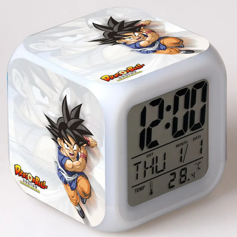 New Anime Dragon Ball Z Son Goku Cute Led Colorful Digital Square Clocks Kids Student Boys Get Up Timed Alarm Clock Gift Frieza