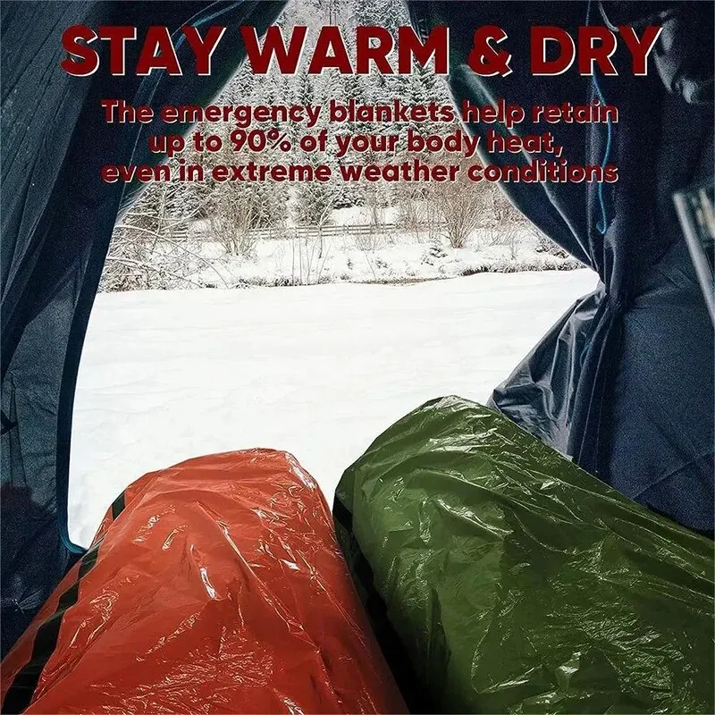 Emergency Sleeping Bag Ultra Waterproof Mylar Thermal Blankets Lightweight Survival Sleeping Bag Keep Warm for Camping Hiking