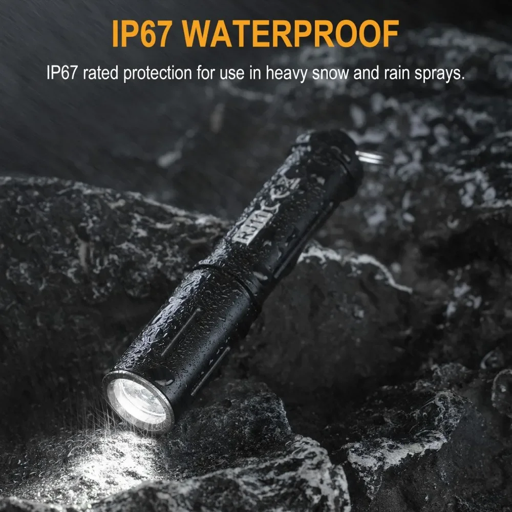 BORUiT RJ11 Mini Keychain Tactical Flashlight Torch IP67 Waterproof Camping Lantern Use AAA Battery