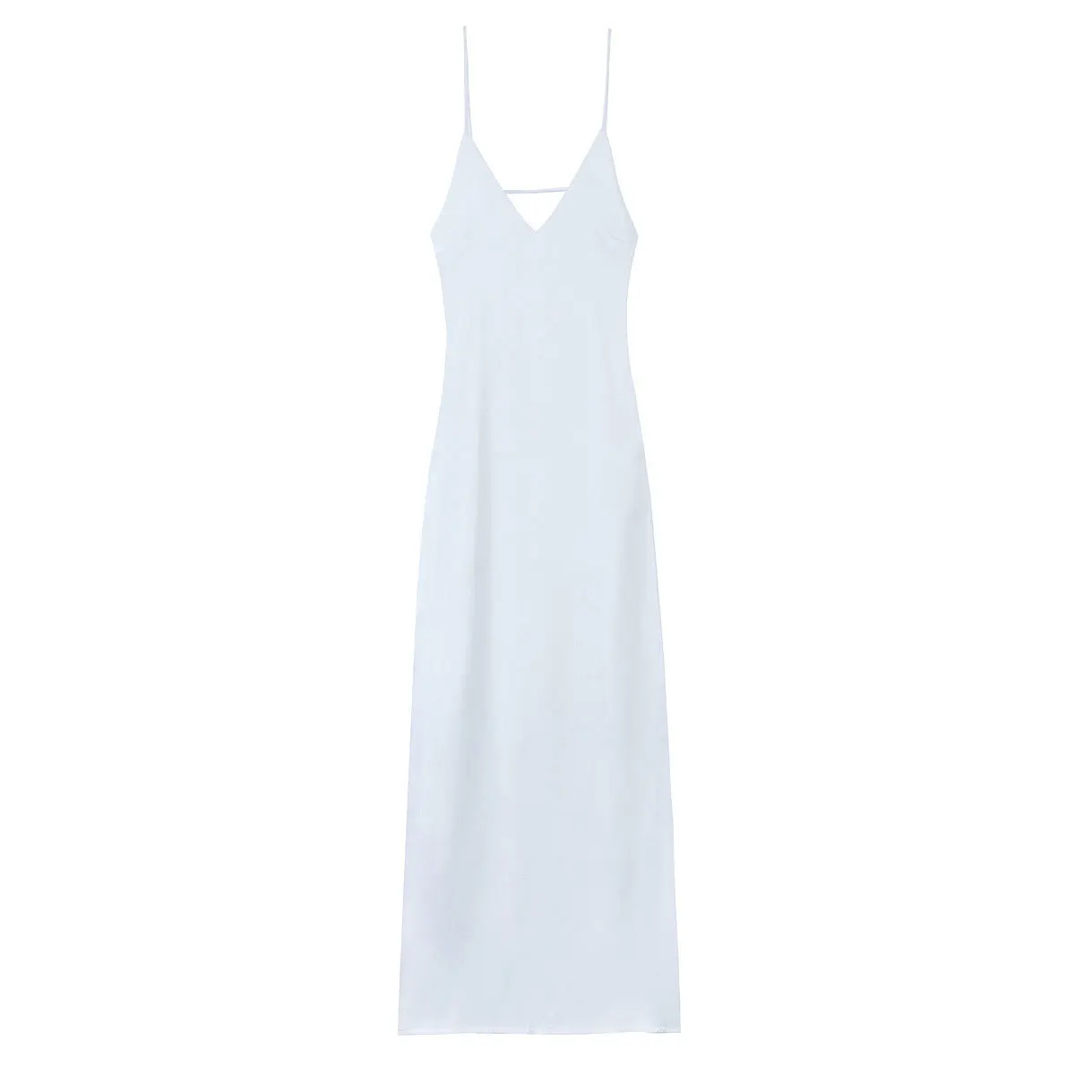 HH Zomer Strand Vakantie Midi Jurk Voor Vrouwen Trendy Solid Backless Mouwloos Slanke V-hals Terug Rits Party Sexy Sling Jurk - afbeelding 1