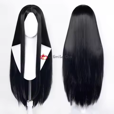 Anime Morticia Addams Cosplay Wig Women 80cm/100cm Centre Parting Black Straight Wig Heat Resistant Synthetic Hair + Wig Cap