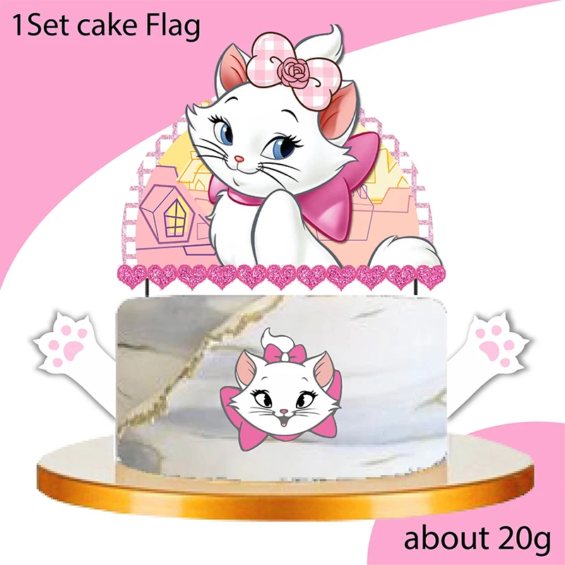 The Aristocats Pink Marie Cat Children Baby Shower Girl Birthday Party Plates Napkin Cup Tablecloth Background Decorate Kid Toys