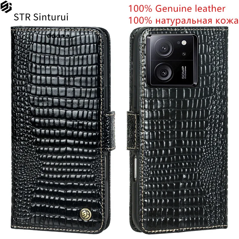 

STR Genuine leather lizard grain card Slot Wallet Cover For Xiaomi Redmi K60 K50 Ultra Pro Gaming K50i shockproof phone Case