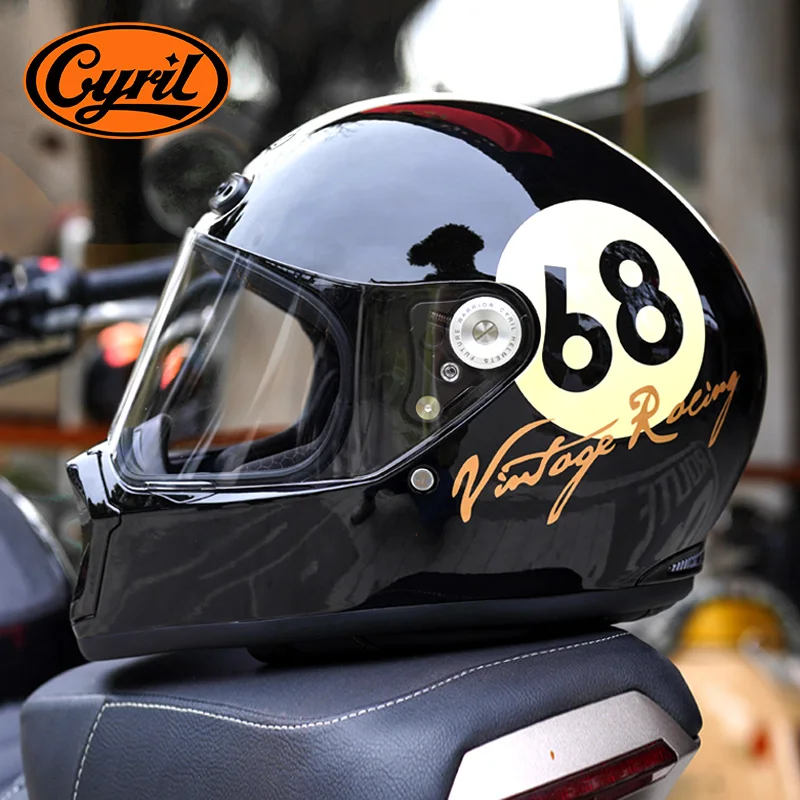 

Cyril Future Warrior light weight Fiberglass stylish Cafe racer Vintage Classic full face helmets japan motorcycle retro helmet