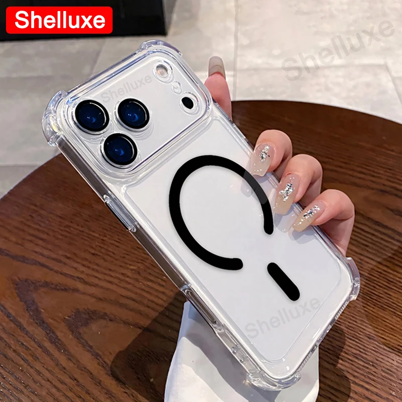 Funda magnética transparente con armadura para iPhone 17 Pro Max, esquinas reforzadas de lujo 3