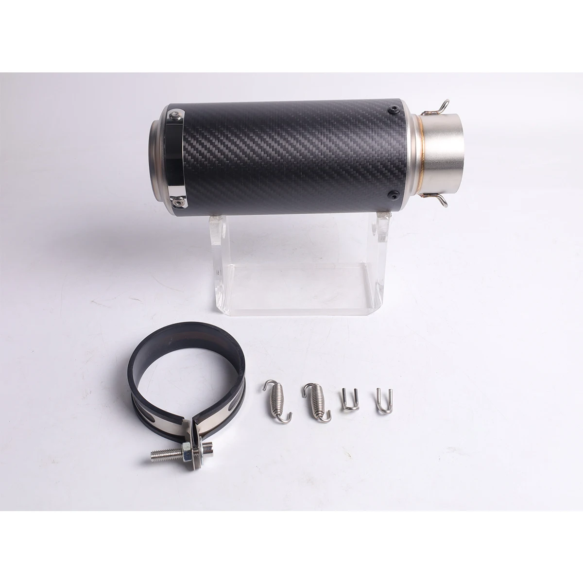 1 piece of carbon fiber small round mouth universal motorcycle exhaust pipe with strip, diameter 60MM, suitable for installation