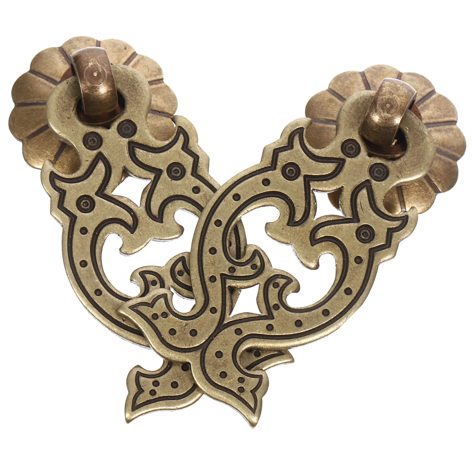 2Pcs Chinese Style Metal Drawer Knob Small Cabinet Pull Handle for Kitchen Cabinets Closet Wardrobe Dresser Drawer Decorative