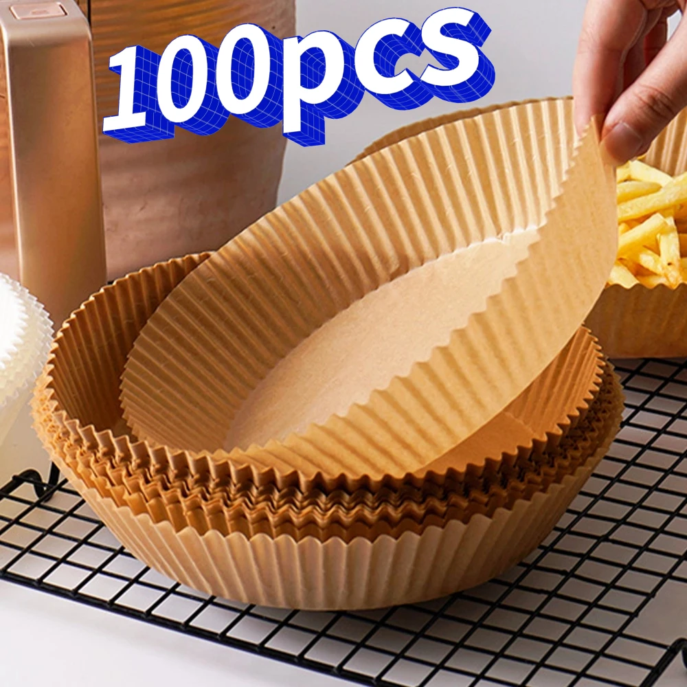 100pcs Air Fryer Paper Liner Non-Stick Oil-Proof Air Fryer Oven Pan Pad Paper Liners Bakpapier Filters For AirFryer Micro-wave