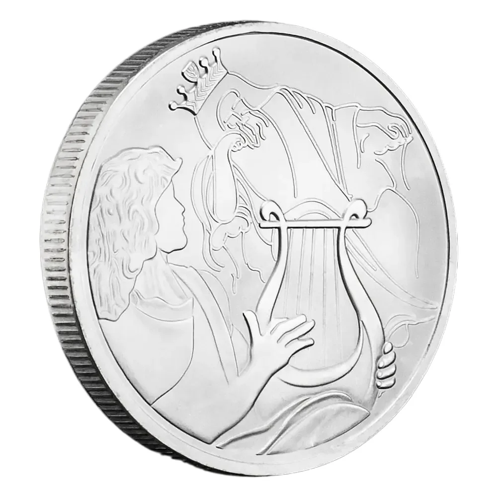 Jewish History Story David Played The Harp for King Saul Collectible Gift Silvery Plated Souvenir Coin Collection Coins