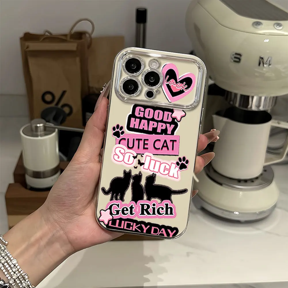 Pink Black Cat Electric Ferry Large Window Phone Case For Samsung A22 A23 A32 A51 A24 A20 4G 5G Shell