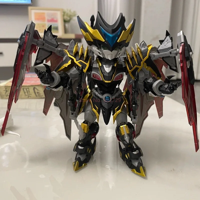 

16cm In Stock Mnpq Xh04 Q Version Assembly Mecha Ganjiang Alloy Frame Red Cape Effect Parts With Display Base For Collectors