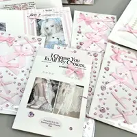 Cute 3D Love Lace Bow Crystal Stickers DIY Sparkly Kpop Photo Deco Stickers Pink Gifts Rhinestone Stickers For Photo Card Holder 5