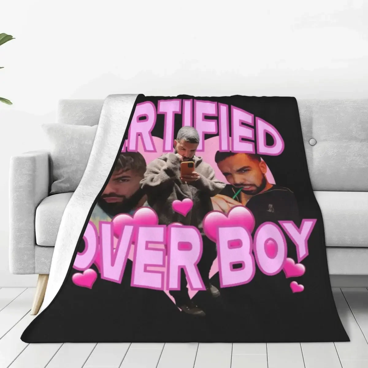 Drake Musician Flannel Blanket Quality Soft Warm Lover Boy Pink Throw Blanket Spring Travel Outdoor Print Bedspread