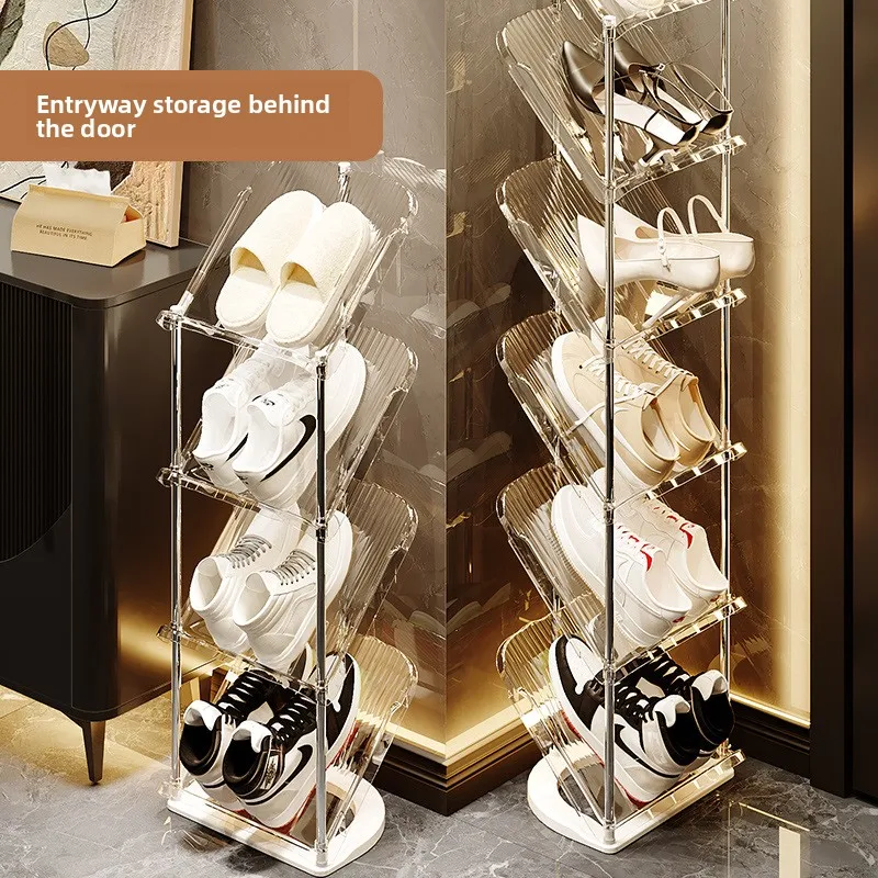 

No Assembly Tilted Shoe Rack Multi layer Space Saving Transparent Luxury Storage Organizer for Home Dormitory Shoe Organization