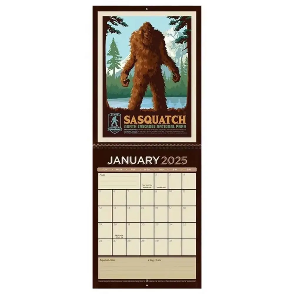 Funny 2025 Wall Calendar Animals Myths Fantasy Creative National Parks Legends Calendar Hanging 12 Month