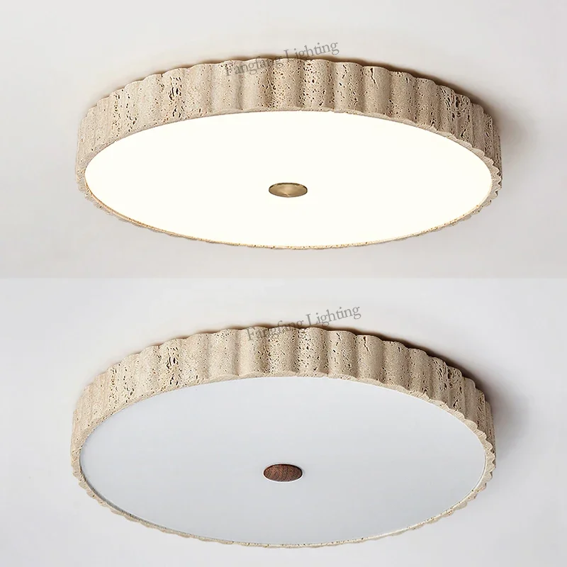 2026 Travertine Full Spectrum LED Ceiling Lamp Natural Stone Ceiling Light Indoor Decor Lighting Living Dining Room Bedroom Stud
