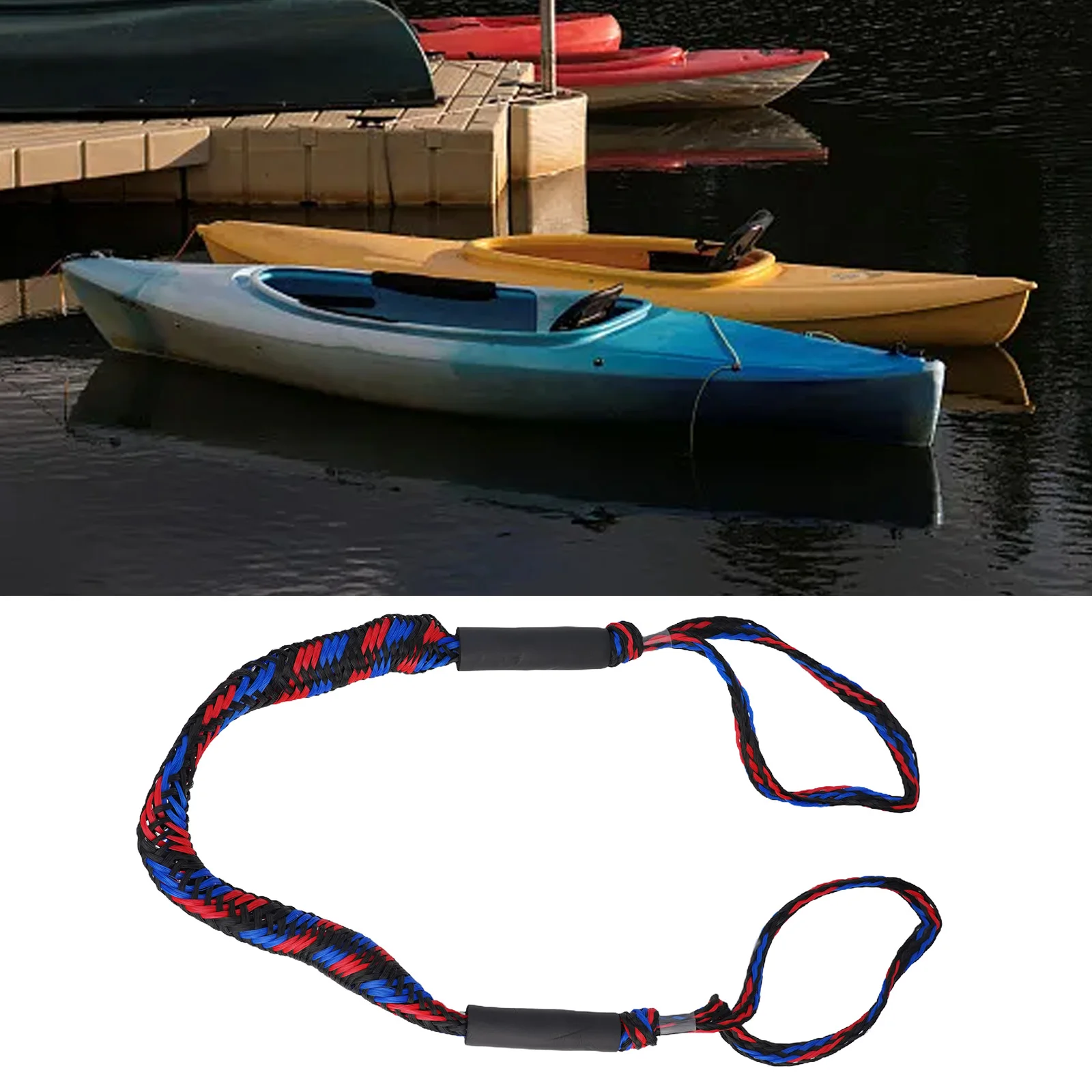 Boat Bungee Dock Line Marine Mooring Rope With Foam Float Boat Accessories Motor Boat Elastic Rope Kayaking Surf Water Ski Rope