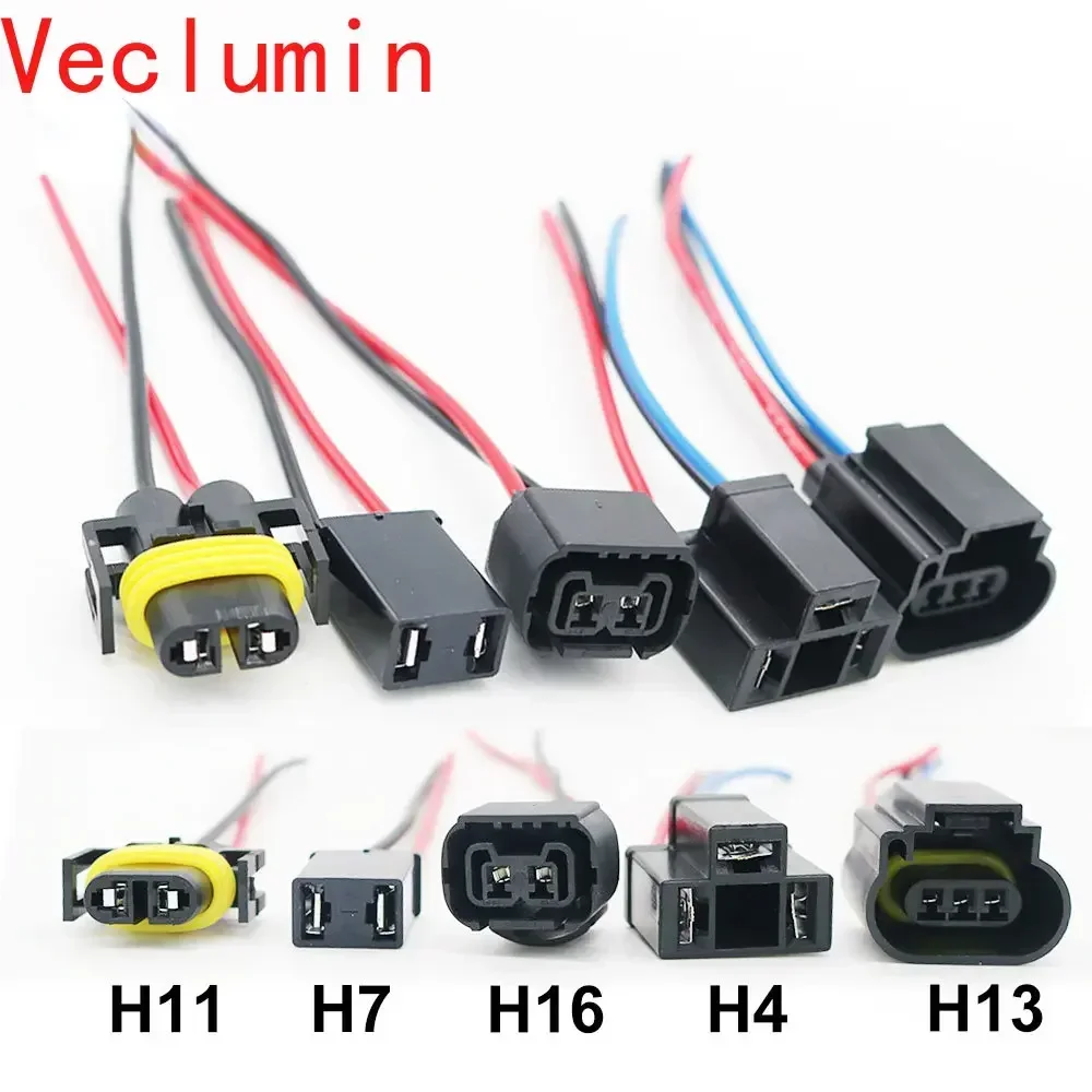 Female Adapter Sockets pigtail Wiring Harness Connector Holder Plug For Headlight Fog Light Retrofit H4 H7 H11 H13 H16 5202