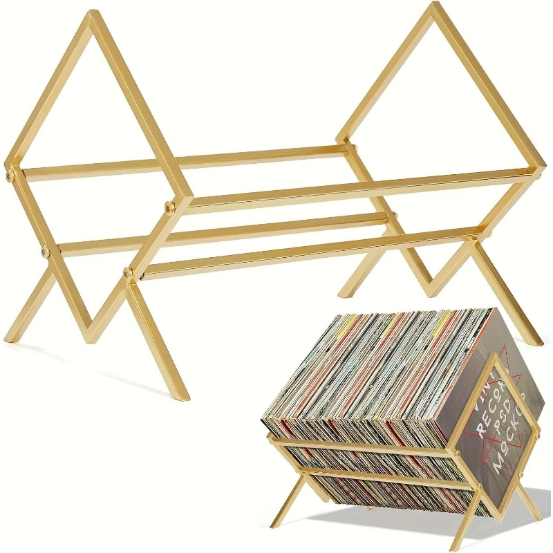 

Vinyl Record Storage Rack - Rugged Iron Frame, Powder Coated Finish, Black A-Frame