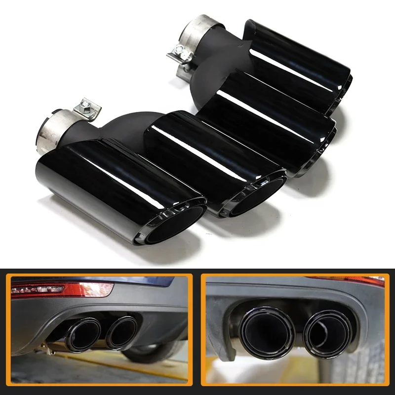 SYPES Plating Black 304 Stainless Steel Exhaust Tip For 2014-2018 Porsche 2.0T Macan Exhaust Pipe Muffler Tip