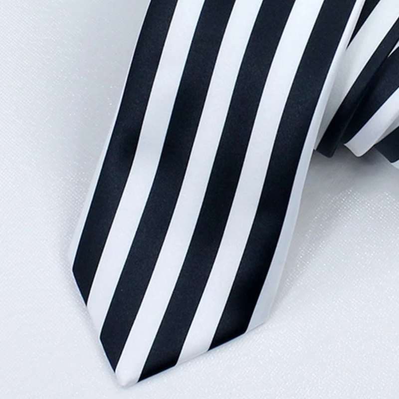 Anime Cosplay Black White Vertical Striped Neck Tie Vintage Neckties Accessories NEW