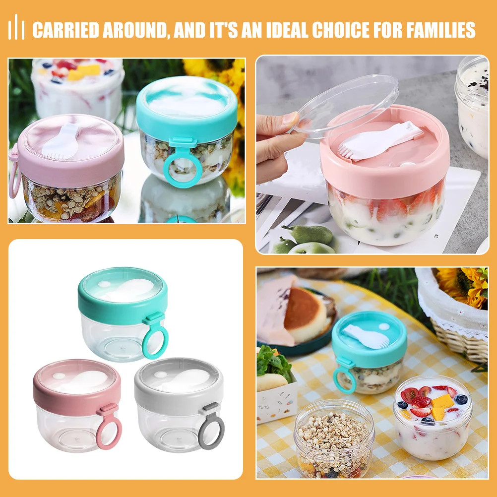 

3pcs Overnight Oats Jars Airtight Food Storage Containers For Breakfast Salads Cereal Fruit Yogurt Meal Prep Jar Portable Milk