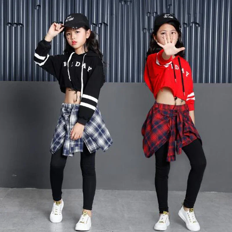 Meninas Hip Hop Conjunto de Roupas, Adolescente, Colheita Hoodies, Moletom, Saia-calças, Leggings, Coreano Crianças Streetwear, 2pcs