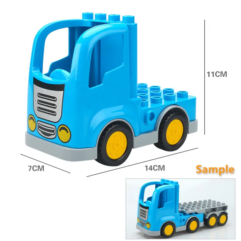 Trailer Auto Motor Boot Grote bouwstenen Collocatie Voertuigaccessoire Kid DIY Speelgoed Compatibel met Duploed Set Gift