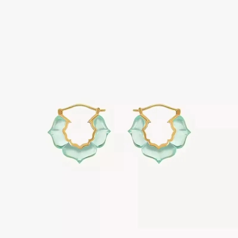 Xiaohongshu's Same Jelly Persimmon Stem Pattern Earrings for Women with Chinese Style Retro Ear Studs and Earrings