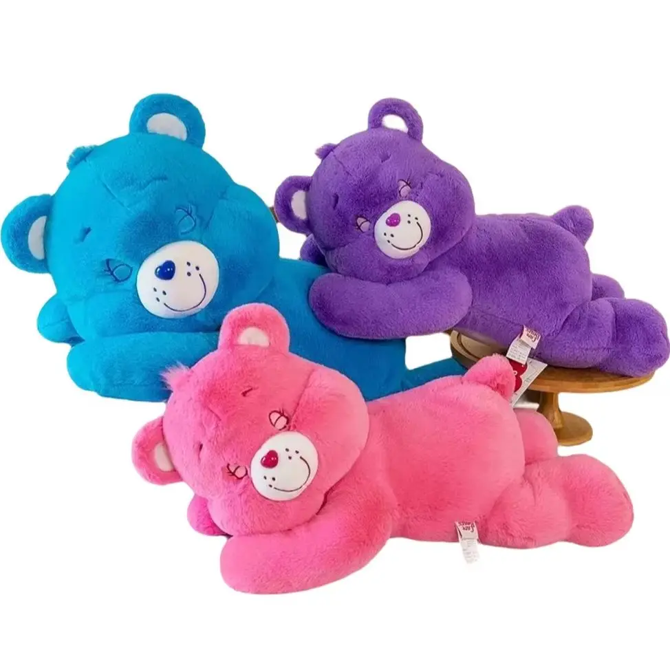 Care Bears 50cm Regenbogen Liegender Bär Plüschkissen, Weiches Stofftier, Cartoon-Kissen, Sammlerstück & Liebevolles Geburtstagsgeschenk