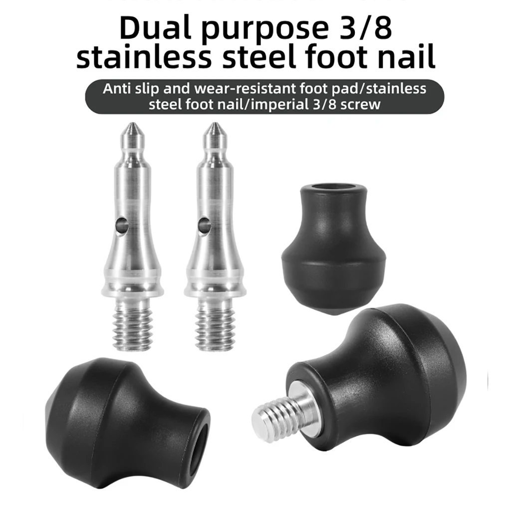 Rutschfeste Stativfüße mit verbessertem Grip für Gras, Kies und unebenes Gelände, ideal für Außenaufnahmen, mit 3/8-Zoll-Schraube, 9,5 mm Durchmesser. – Detail 1