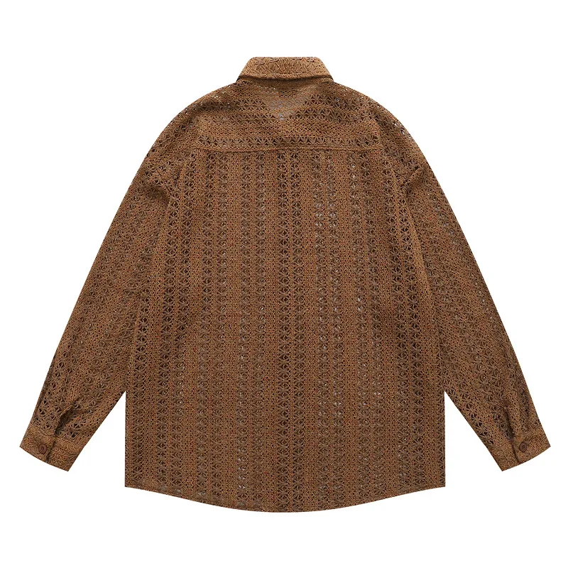 Man Cleanfit Shirts 2026 Spring Summer Japanese Vintage Minimalist Design Draping Long Sleeve Shirt Hollow Out Casual Shirts