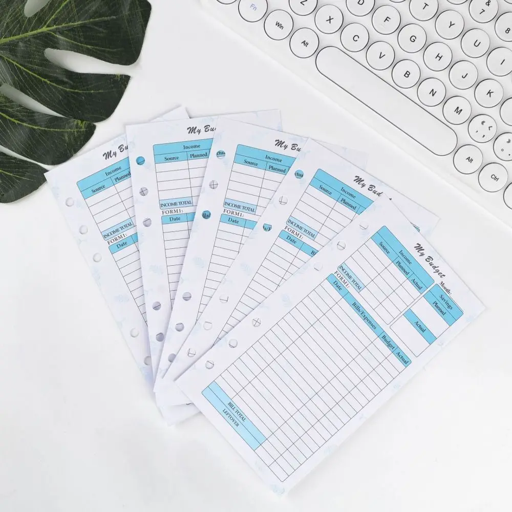 جداول منظم إدارة الوقت القرطاسية ورقة دوامة الموثق صفحات الميزانية إعادة ملء الصفحات الداخلية A6 ورقة أوراق فضفاضة #6