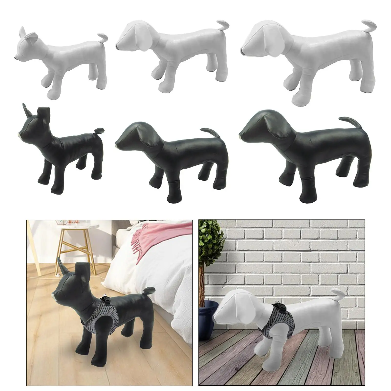 Pet Store Dog Mannequin Form for Clothing Display Pose Adjustable PU Leather Model for Vest Coat Collar Hat