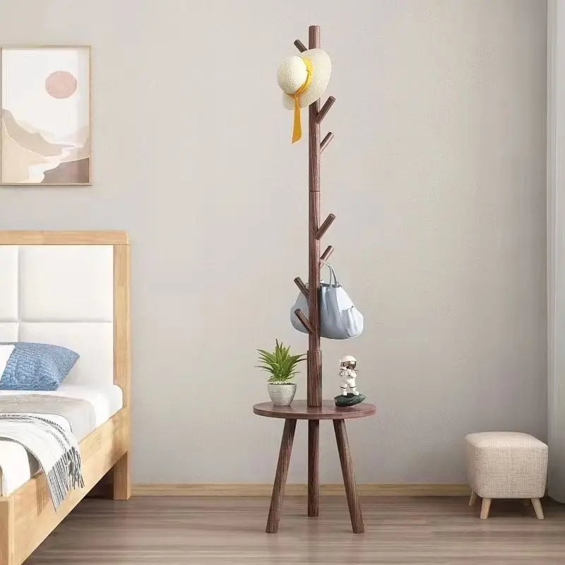 

Solid Wood Coat Rack, Floor Standing Clothes Hanger, Bedroom and Household Multifunctional Clothes Rack, Bag Storage Rack