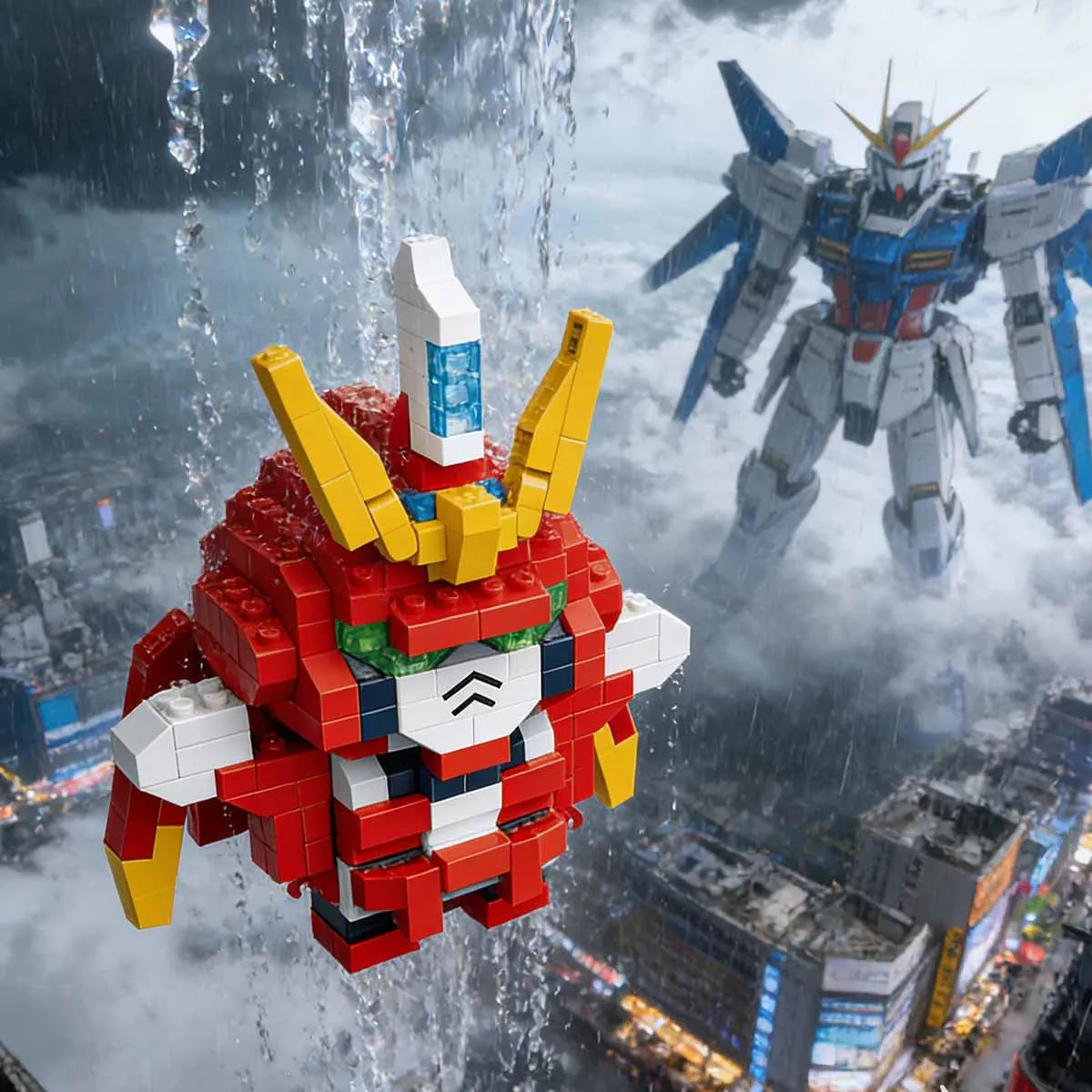 

Bilibili le go совместимый Le go Q-версия mecha модель здания мини-блок для вечеринки небольшой подарочный набор блоков