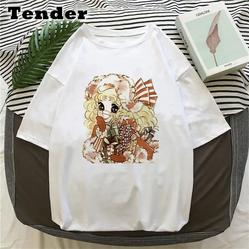 Vintage Cartoon CandyCandy T-Shirt Funny Oversized Tops Women Short Sleeve Summer Casual Clothes Girls Graphic T Shirts