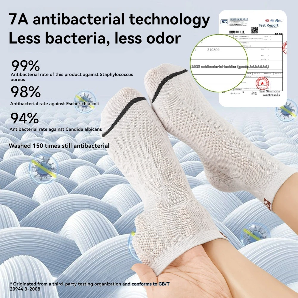 Boy's Boneless Antibacterial Short Socks with Boat Anchor Icon – Summer Ultra-Thin Mesh Breathable Cotton Socks for Teenagers
