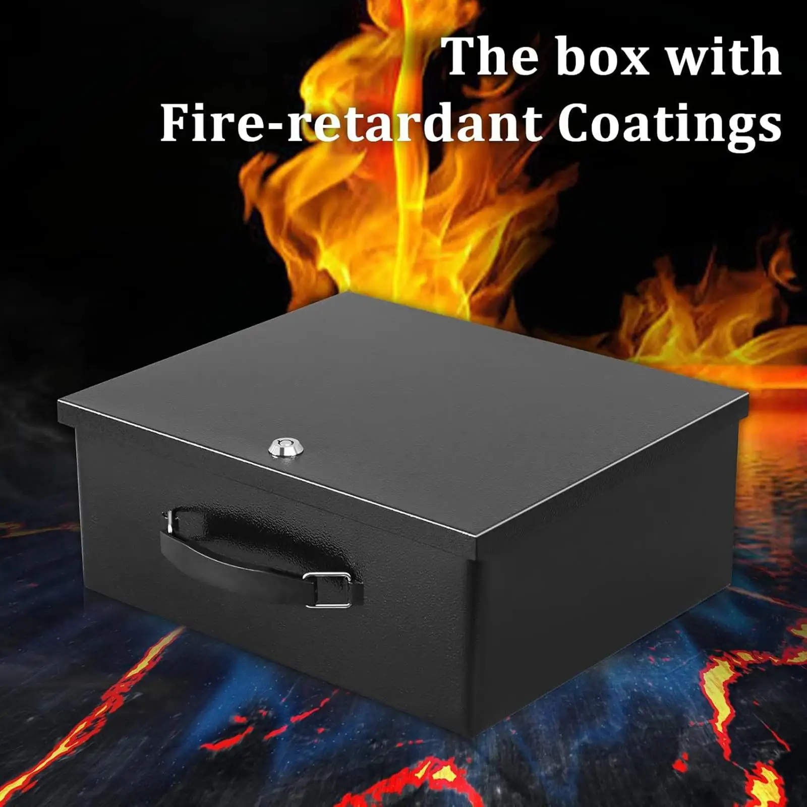 Fireproof Lock Box Security Document Box Lockable Secure Storage Organizer with Lock for Documents Personal Items Car