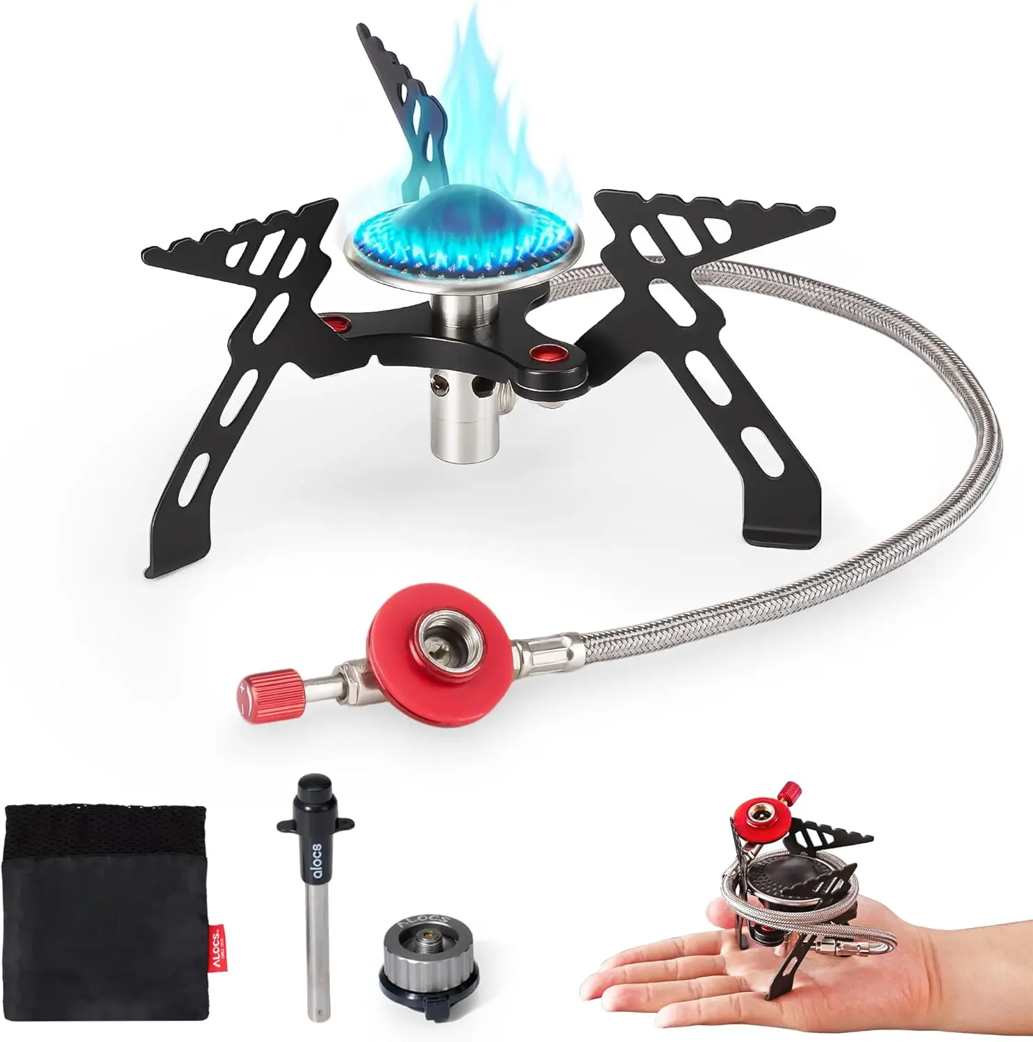 Réchaud de randonnée Portable 2800W avec allumage, réchaud de Camp pliable, adaptateur Butane, sac de transport pour randonnée, Camping, pique-nique, Emer