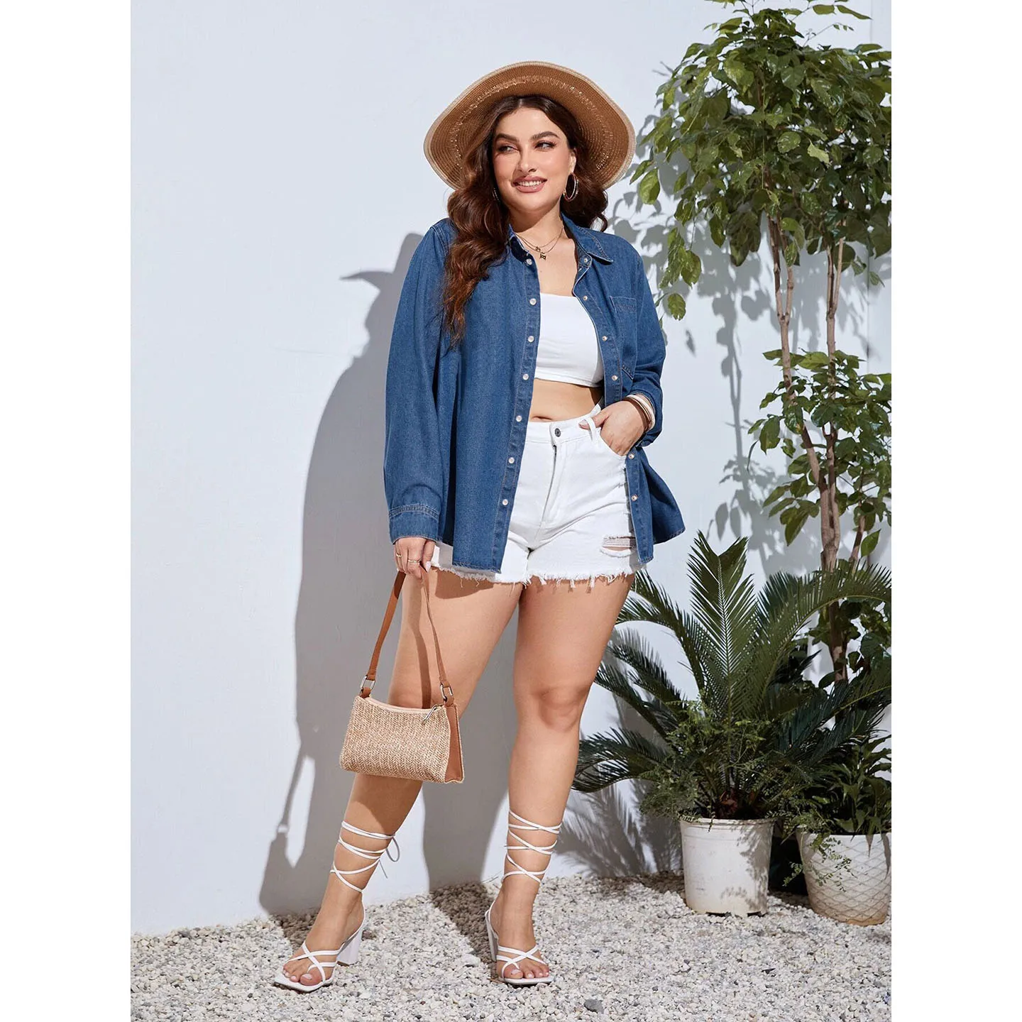 

Свободный крой, джинсовый женский джинсовый топ Faion French Sle из чистого хлопка, длинный све, дышащий удобный топ ранней осени 53