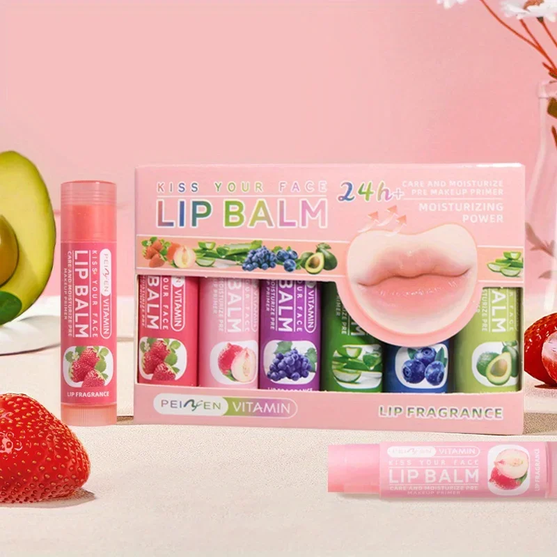 Fruity lip balm boxed, moisturizing, moisturizing, anti-drying and cracking, fading lip pattern makeup