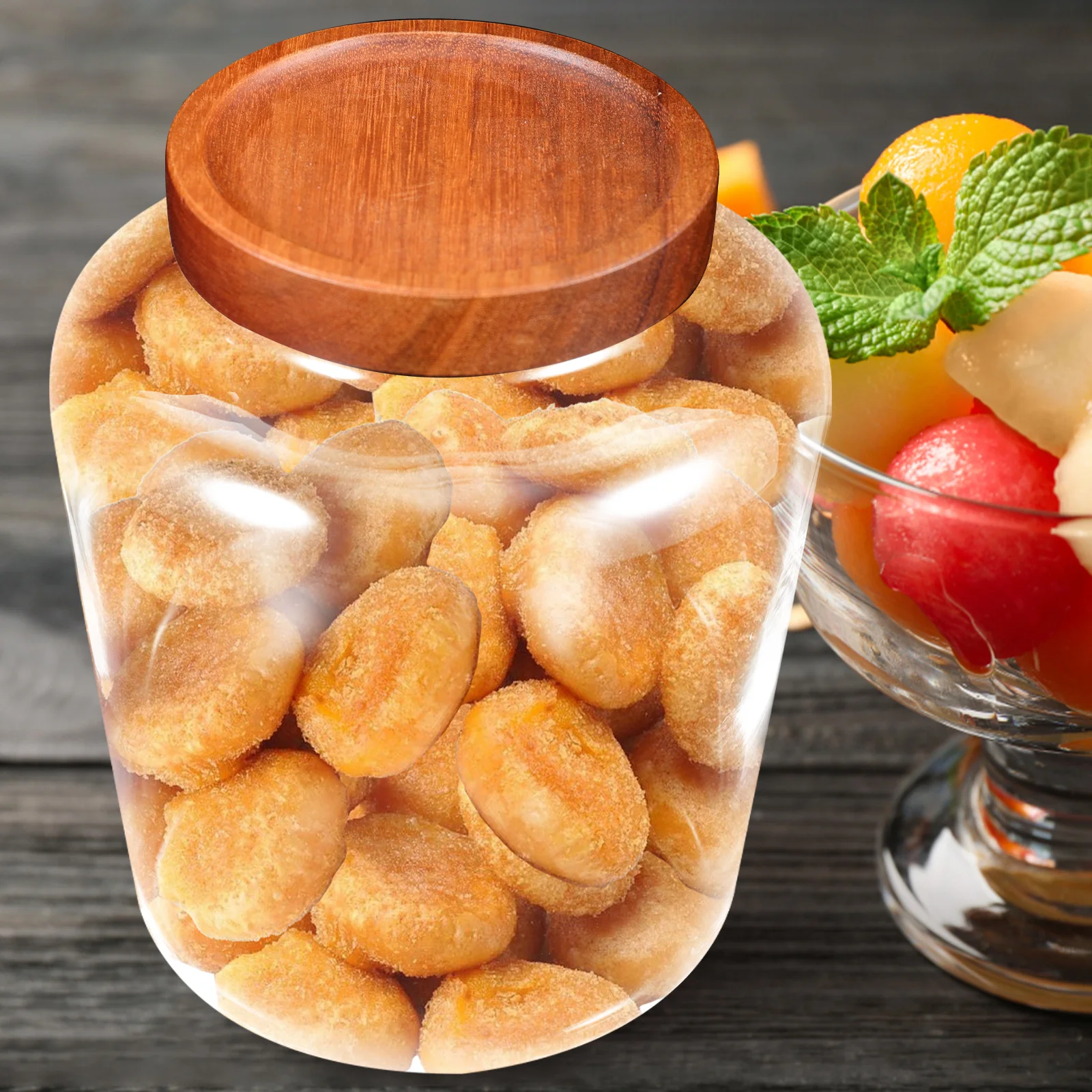 

2.5L Clear Glass Food Jar Airtight Storage Canister Wood Lid Tea Container Kitchen Organiser