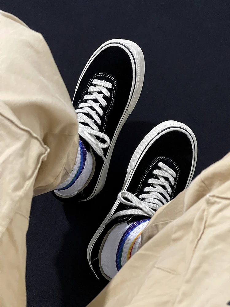 

Retro American Bla Low-Top Skate oes ex Casual Versatile Summer Flats for Couples Comfortable Breathable Leather