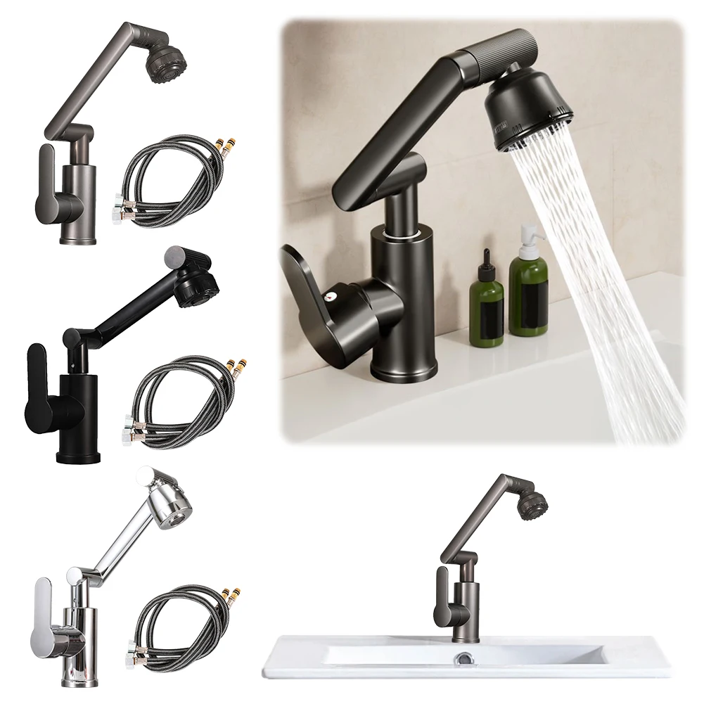 1080 Degree Swivel Faucet Rotating Faucet 360 Degree Rotation Robotic Arm Faucet Multifunctional Universal for Washing Hair/Face