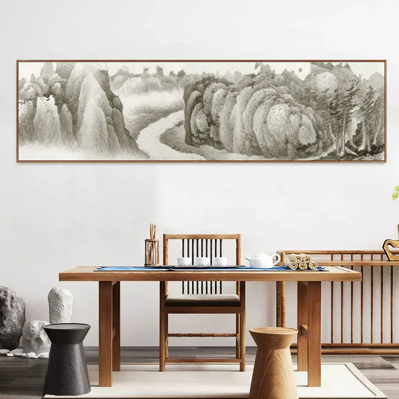 Vintage Chinese Scenery Style Canvas Print Landscape Large Size Bedside Ornament Wall Picture Painting Poster Art Bedroom Home D