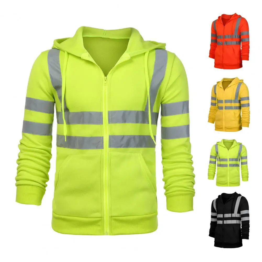 Reflective Safety Hoodie 360 Degree Reflective Zones High Visibility Outdoor Construction Worker Top for Night Running Biking