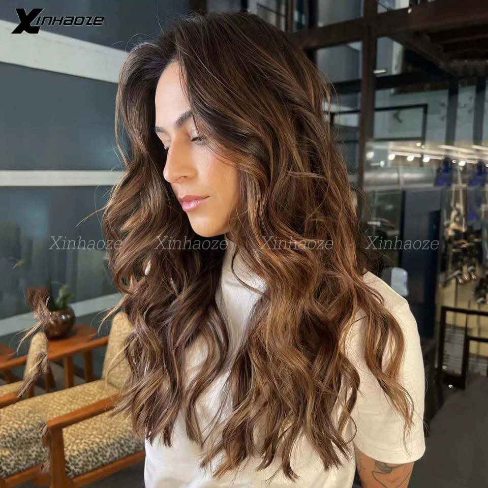 Peruca frontal do laço HD para mulheres, destaque perucas, cabelo humano, onda do corpo, transparente brasileiro, base de seda, fechamento perucas, 13x6, 5x5, 1B/30